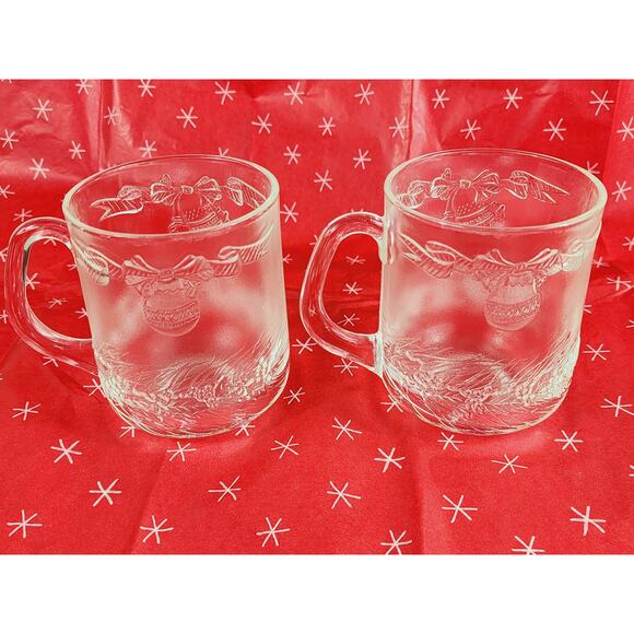 Duralex Noel Christmas Glass Coffee Mug Teacup 12oz Made in France 4" x2 Vintage - Picture 6 of 13